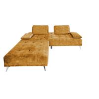SOFA MIT HOCKER WIOLO Braun Velvet - Silberfarben/Braun, Textil/Metall (240/80/110cm) - KAWOLA