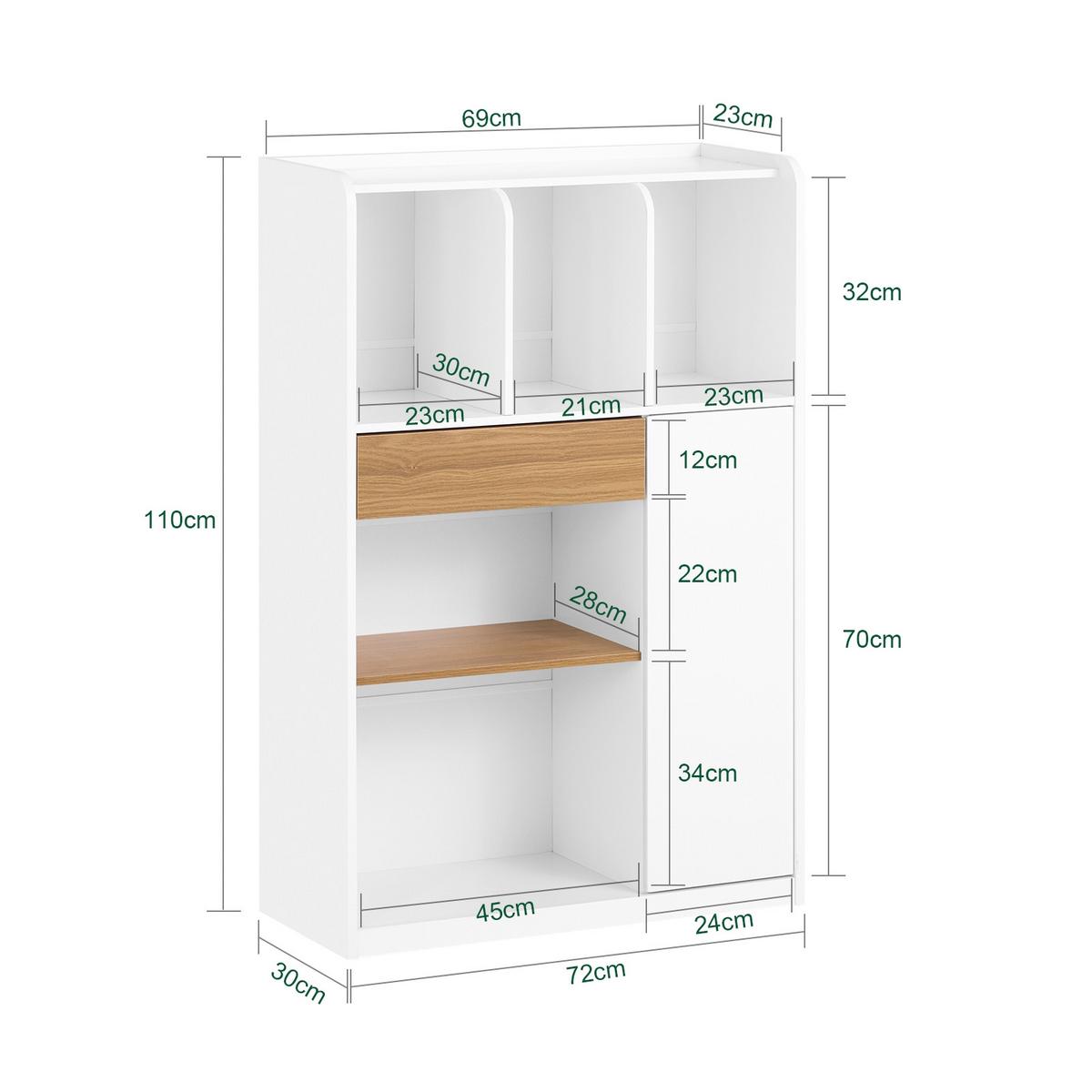 BÜCHERREGAL Weiß - Weiß, Holzwerkstoff (72/110/30cm) - SoBuy
