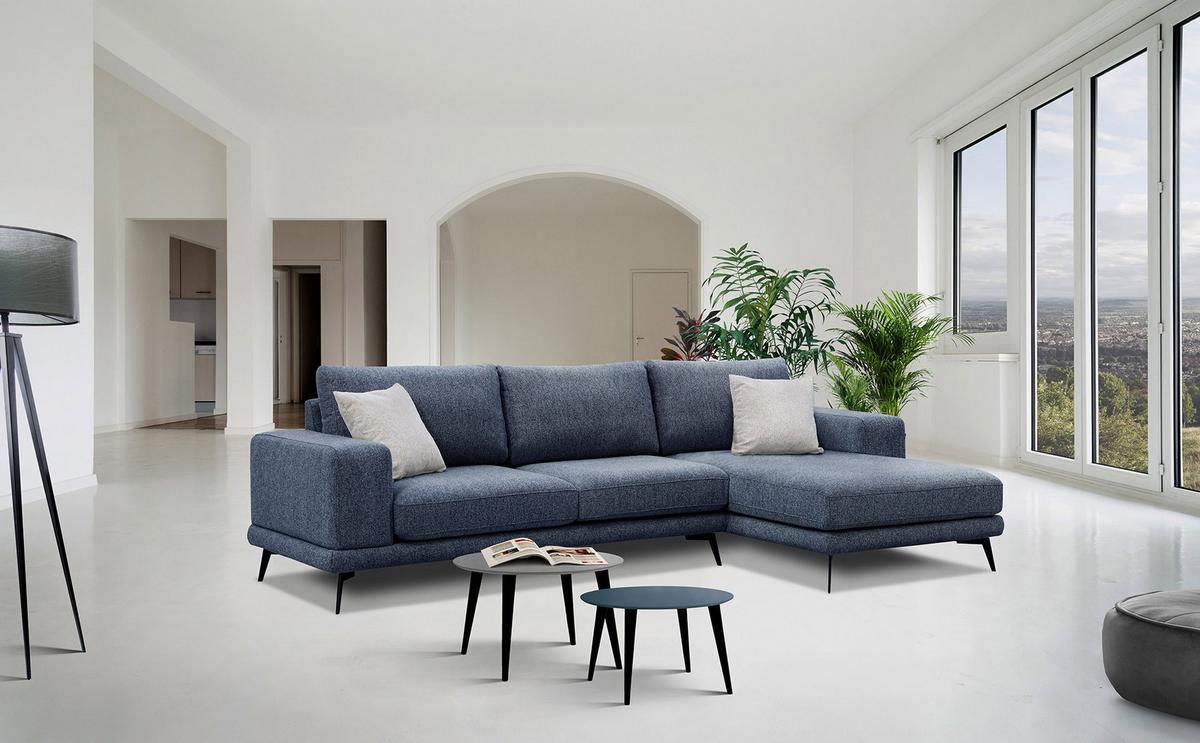 ECKSOFA MEDIOLANE 4-Sitzer, dunkelblau - Dunkelblau, Holzwerkstoff/Textil (282/219cm) - Wozimo