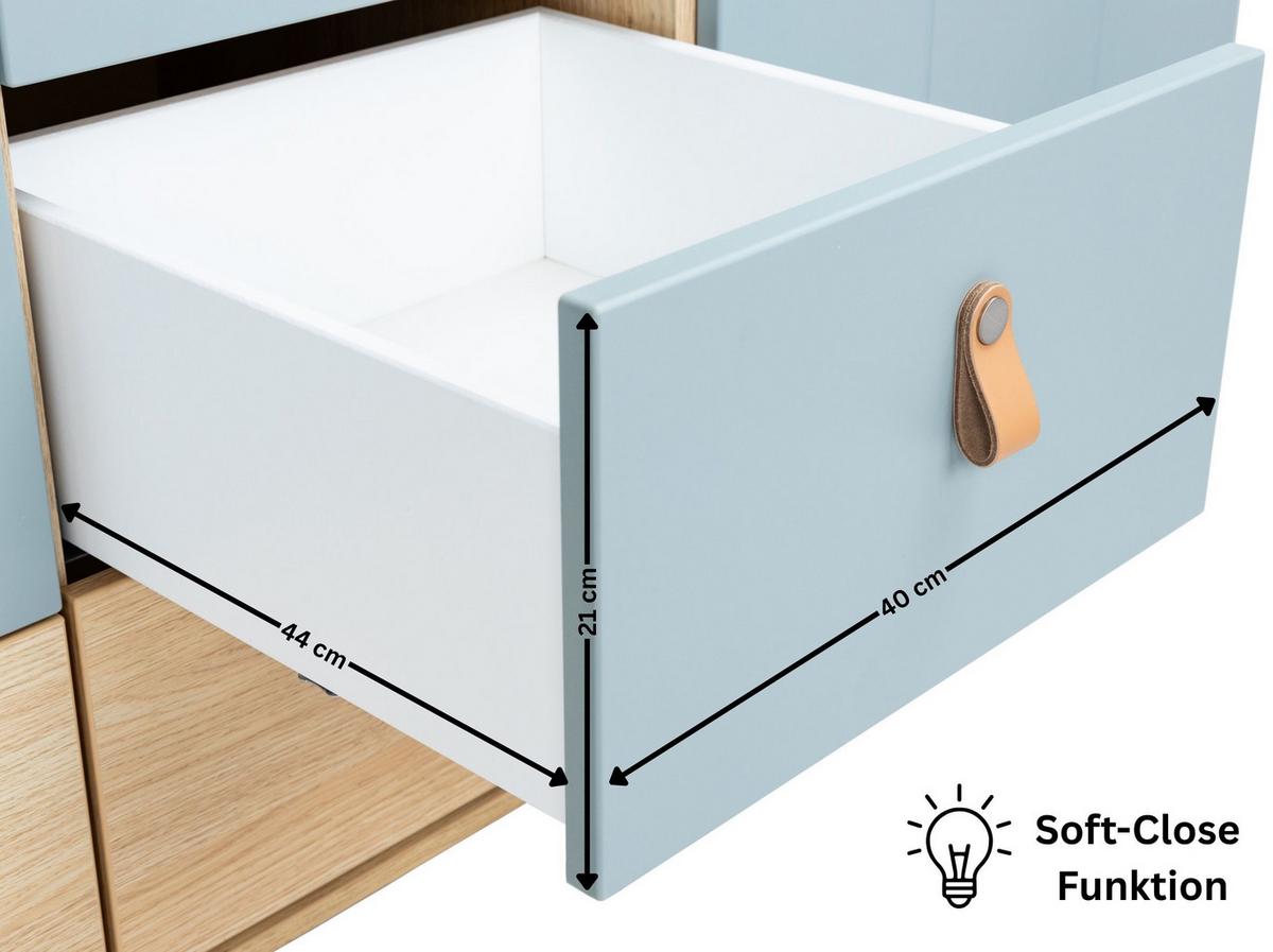 KLEIDERSCHRANK Roofy - Salbeigrün/Eichefarben, Leder/Holz (150/200/51cm) - arthur berndt