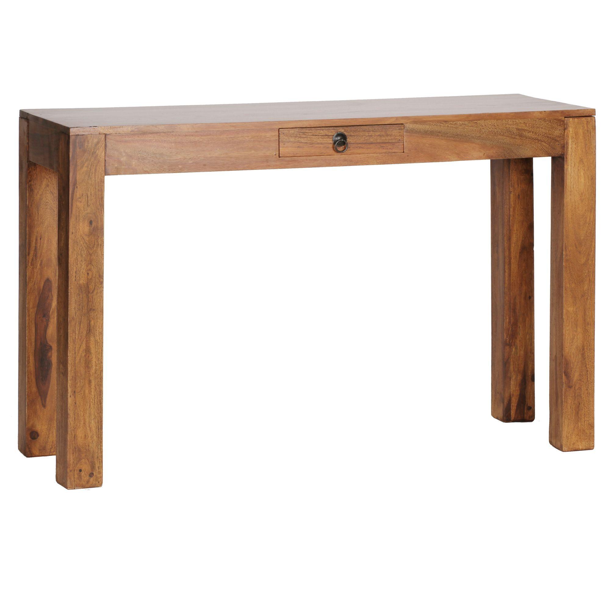 KONSOLENTISCH Massivholz Schublade Landhausstil MUMBAI, Dunkelbraun 120x40x70 cm - Braun, Holz (40/120/70cm) - KADIMA DESIGN
