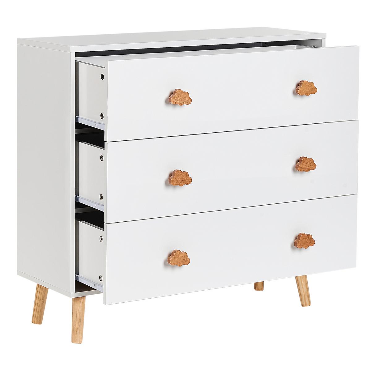 KOMMODE mit 3 Schubladen Weiß Cloudy - Weiß, Holzwerkstoff (80/76/30cm) - Beliani