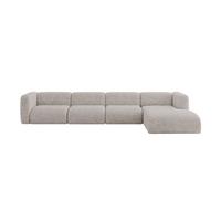 ECKSOFA Ottomane Rechts MIRA-L3 409x179x70 Hellgrau Velours - Hellgrau/Schwarz, Holzwerkstoff/Kunststoff (409/179cm) - ALTDECOR