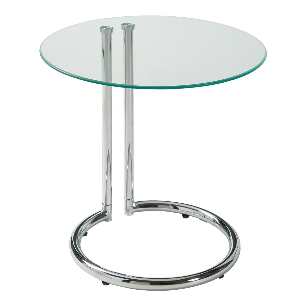 BEISTELLTISCH Ylivieska - Chromfarben/Klar, Glas/Metall (44.5/44.5/46cm) - [en.casa]