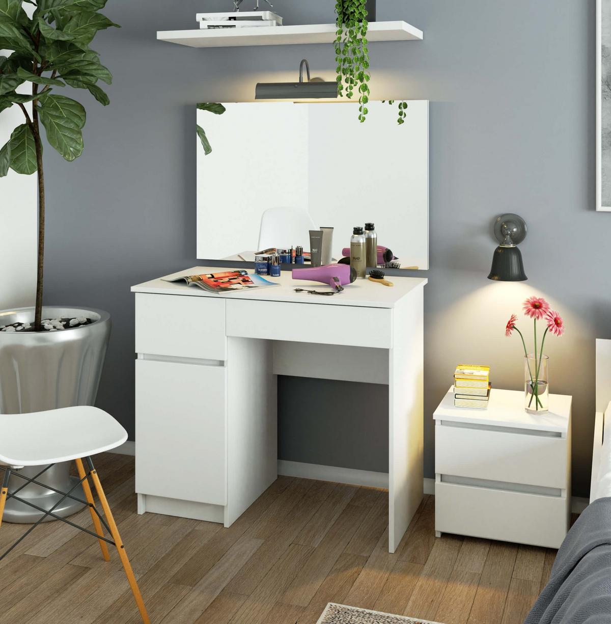SCHMINKTISCH mit Spiegel - Weiß, Holzwerkstoff (90/142/50cm) - RAUMHIRSCH FURNITURE
