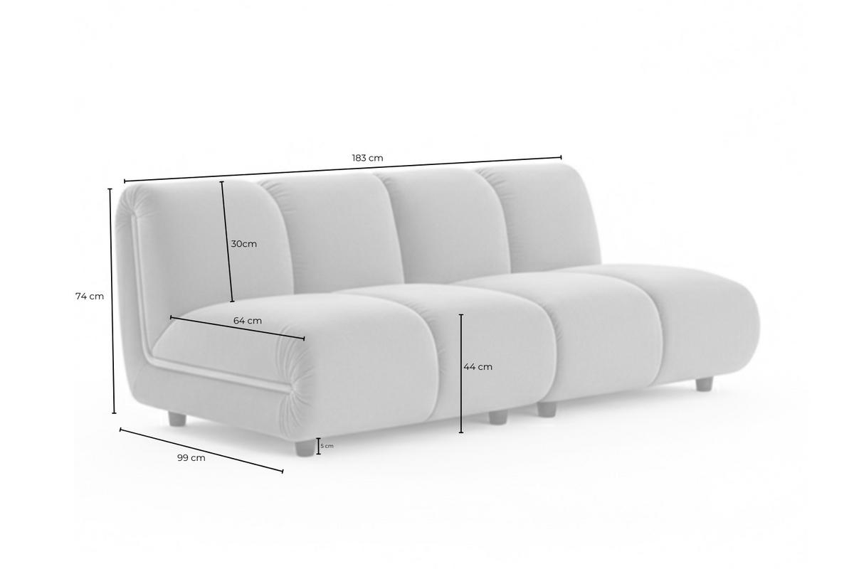 MODULSOFA LAYLA Gelb Velvet - Gelb/Schwarz, Buchenholz/Textil (183/74/99cm) - KAWOLA