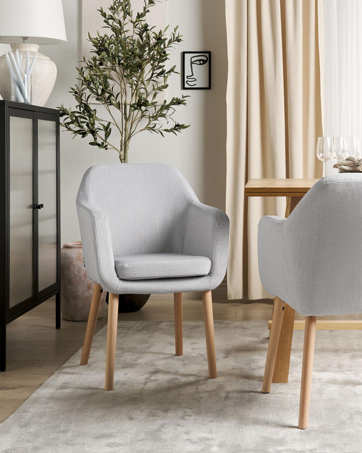 ESSZIMMERSTUHL Samtstoff grau Yorkville II - Hellbraun/Grau, Textil (56/82/46cm) - Beliani