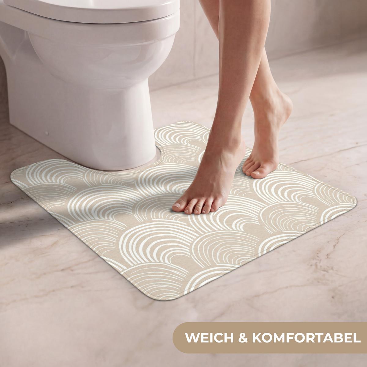 WC-VORLEGER Wellen - Textur - Beige Toilettenvorleger 55x60 cm - Kaschmir, Textil (55/1cm) - OnlyWow