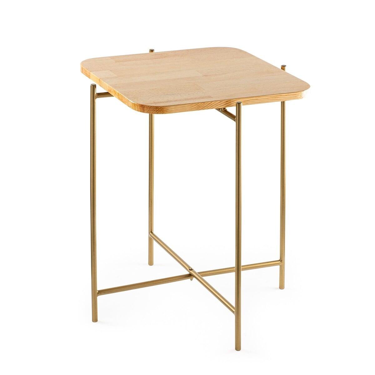 QUADRATISCHER beistelltisch mit metallfüssen 46/46/56 cm - Goldfarben, Metall (60/46/56cm) - Calicosy