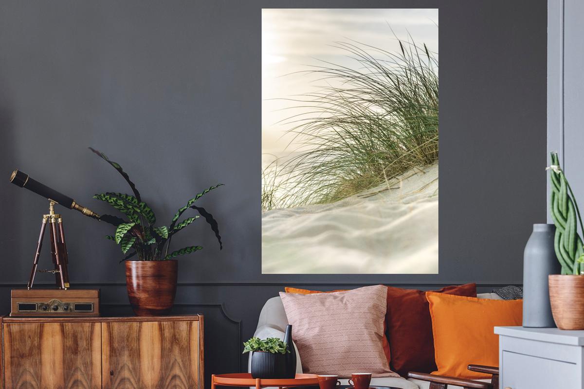 WANDTATTOO Dünen mit Strandhafer in der Sonne des Nationalparks Schleswig-Holsteinisches Wattenmeer Wandaufkleber 80x120 cm - Creme, Kunststoff (80/120/0.1cm) - MuchoWow