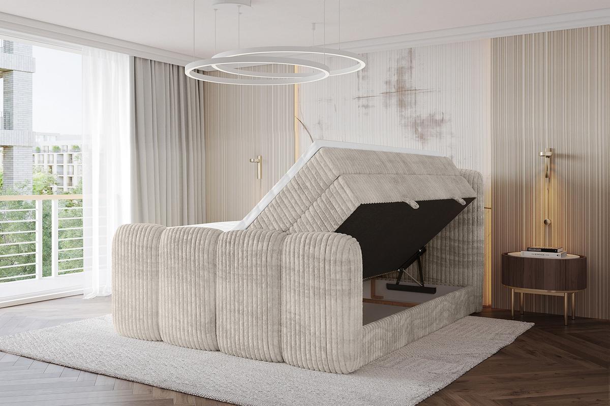 BOXBETT mit Matratze H3|H4 und Lattenrost - NINA-Z KING - 200x200 cm Tila - Creme - Creme, Holzwerkstoff (200/200cm) - ALTDECOR