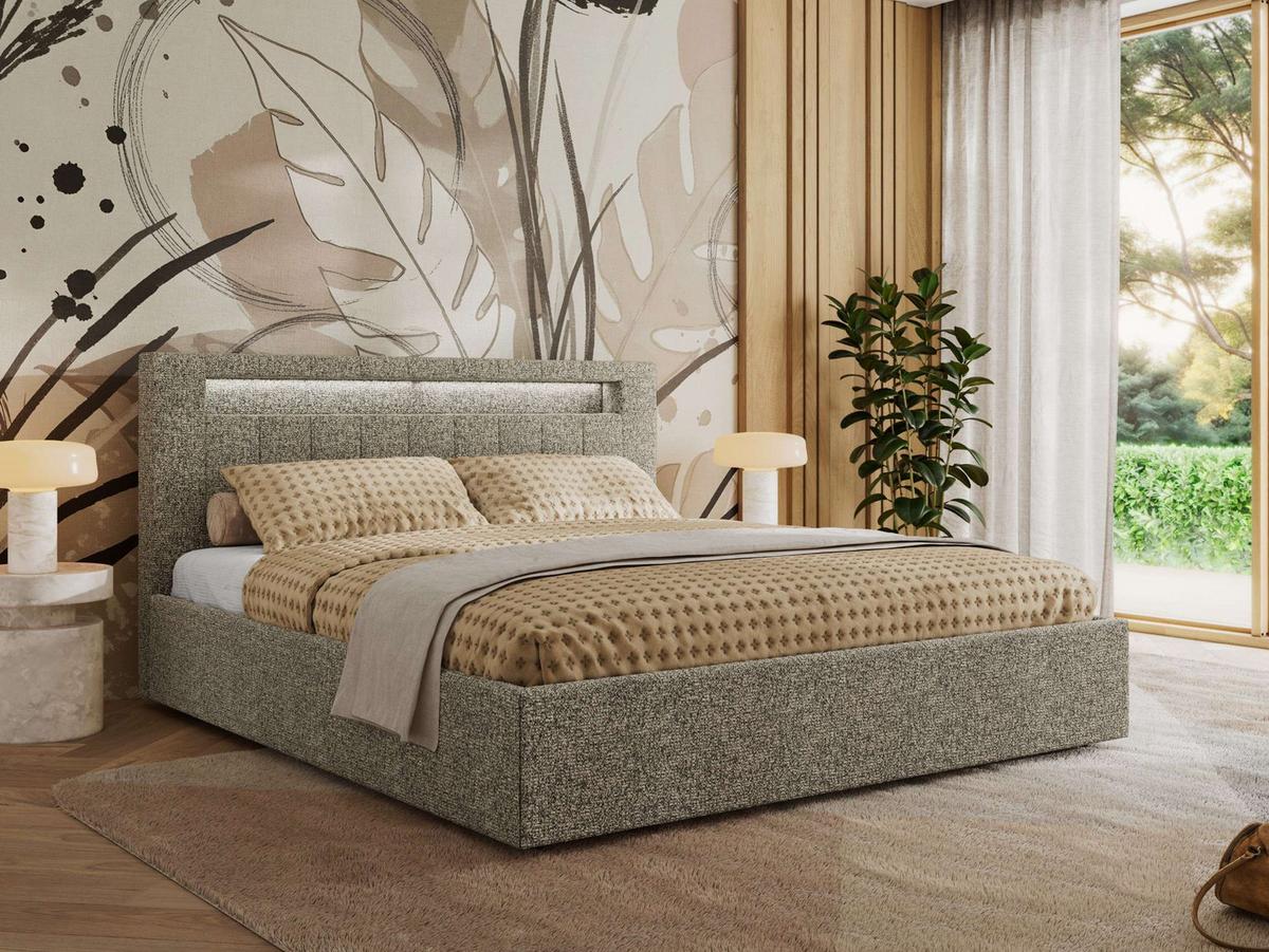 POLSTERBETT GOLD 5 CLASSIC 140/200 - Grau Strukture - Pocket-Matratze - Grau, Textil (140/200cm) - MKS