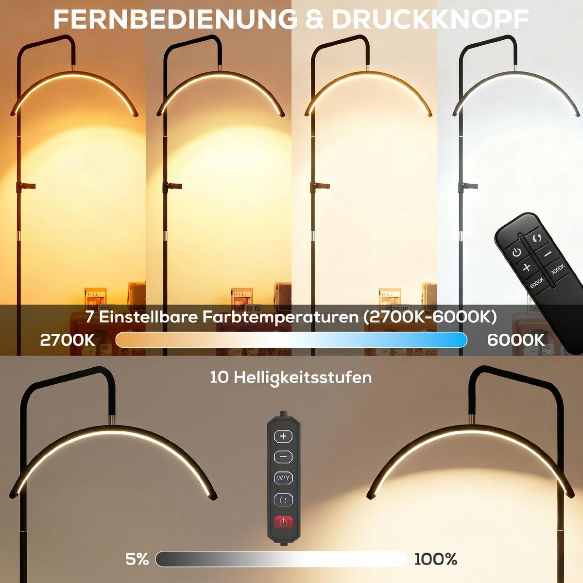 LED-HALBMOND-WIMPERN-LAMPE Stahl Kunststoff Schwarz - Schwarz, Metall (77.5/20.5/186cm) - HOMCOM