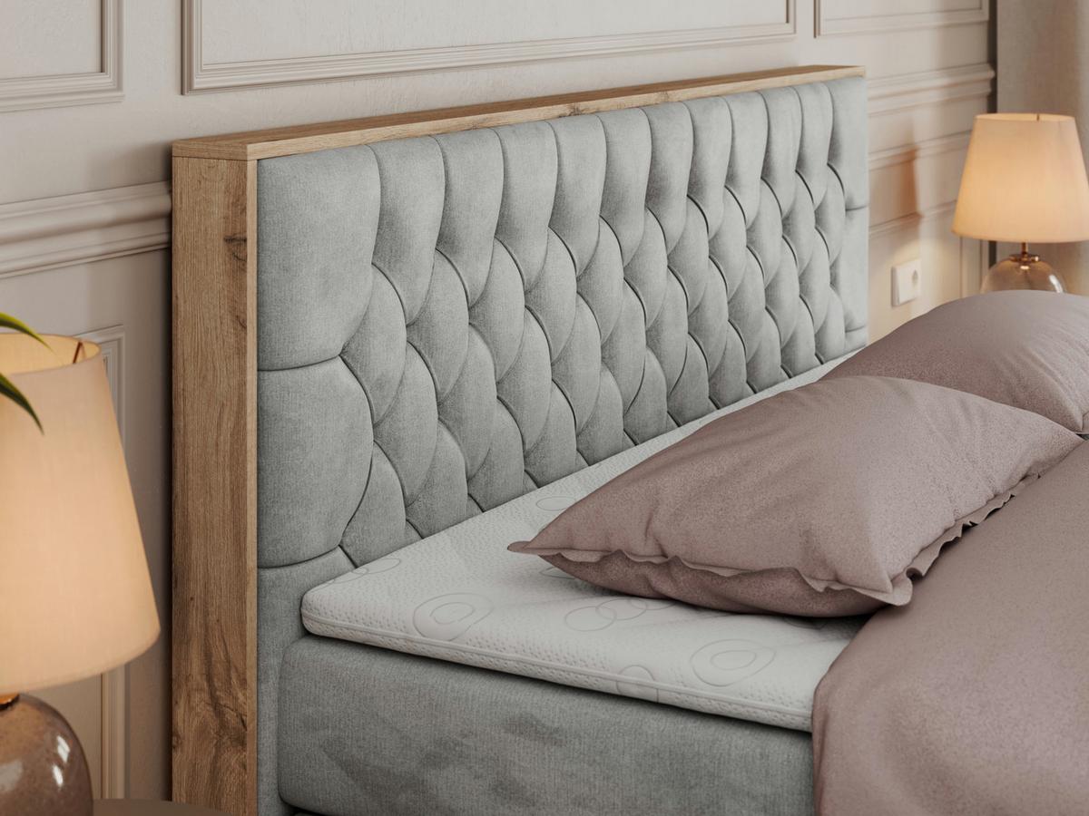BOXSPRINGBETT AMORE KING 180/200 Hellgrau Velvet - H4 - Hellgrau, Holz/Textil (180/200cm) - MKS
