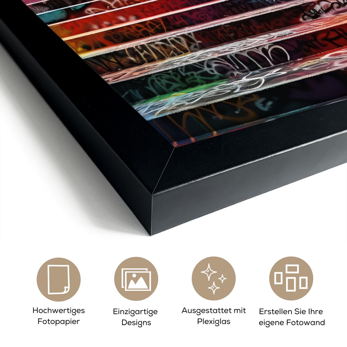 POSTER MIT RAHMEN Treppe - Graffiti - Farben - Kunst Poster 20x30 cm - Multicolor, Papier (20/30cm) - MuchoWow