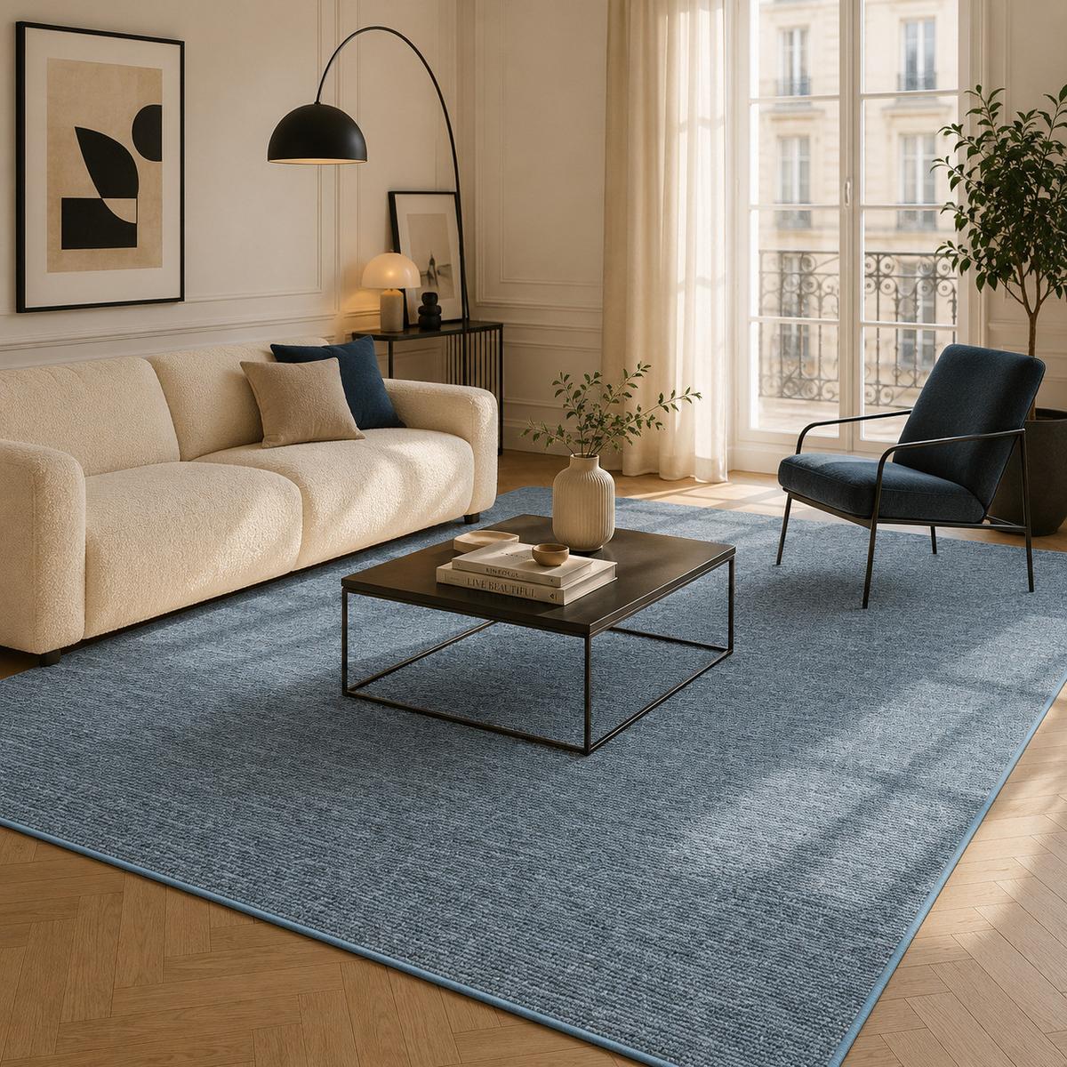 SCHLINGEN DESIGNER TEPPICH NIVA - Blau, Textil (80/200cm) - Snapstyle