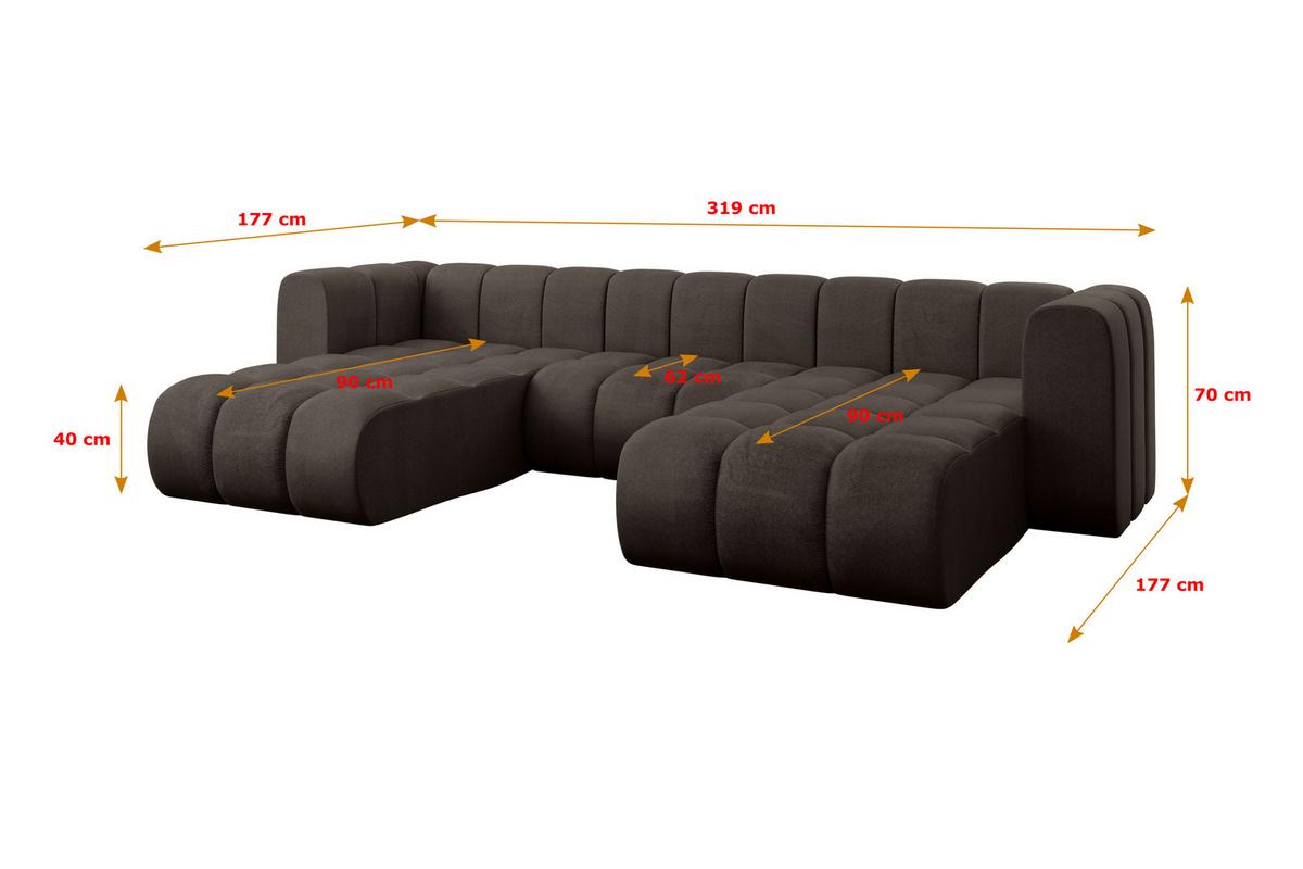 WOHNLANDSCHAFT modulares Sofa Joren-U1 - 319x177x70 cm Braun - Braun, Holzwerkstoff/Textil (319/70/177cm) - ALTDECOR