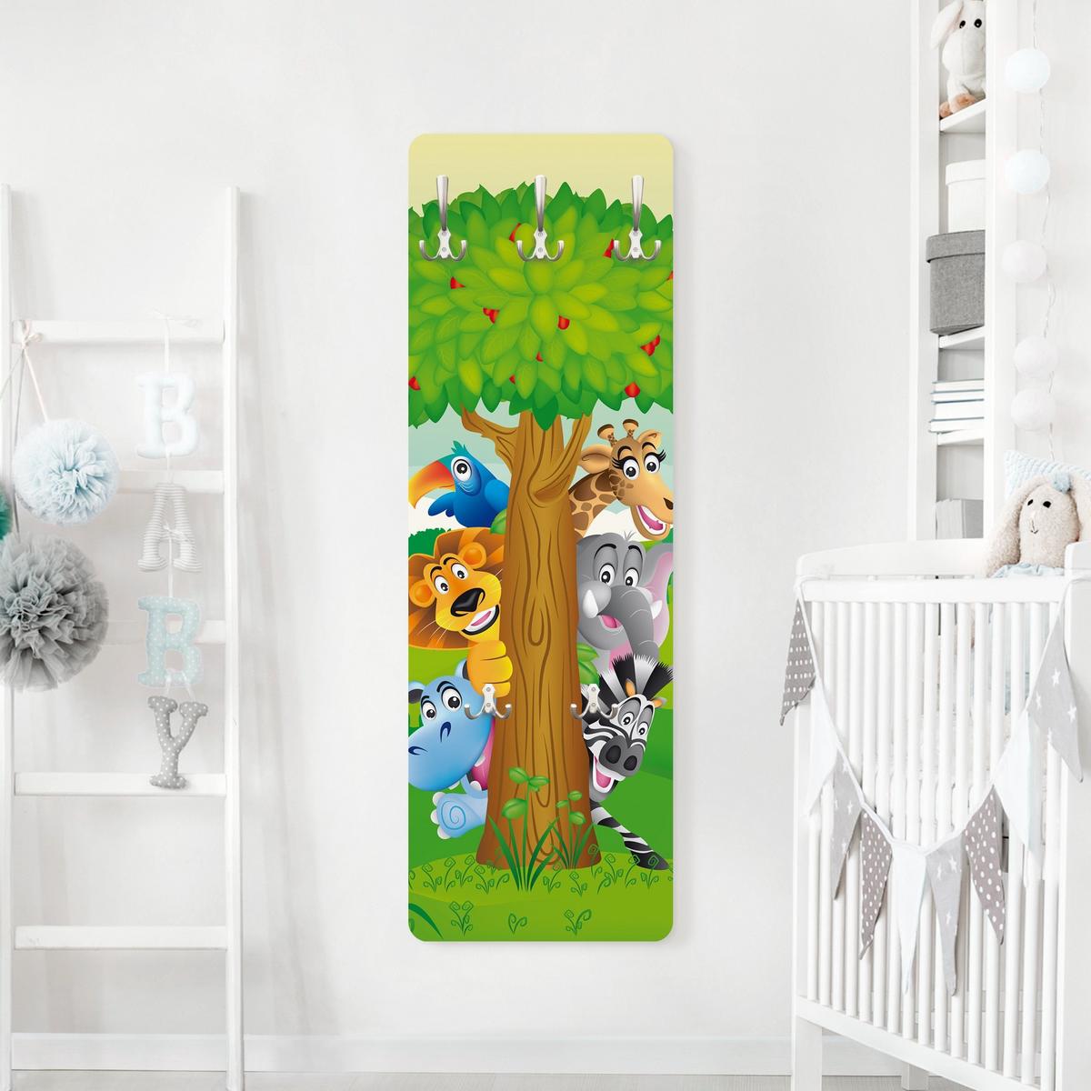 WANDGARDEROBE - No.BF1 Dschungeltiere 34/105 cm - Multicolor, Holzwerkstoff (34/105/1.6cm) - Bilderwelten