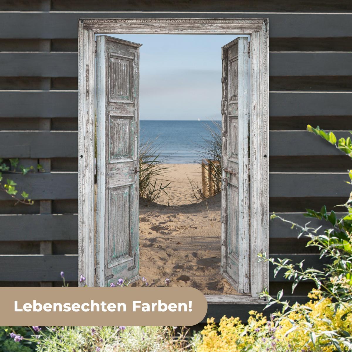 GARTENPOSTER Düne - Strand - Aussicht - Sommer Bild 120x180 cm - Hellgrau, Kunststoff (120/180/0.2cm) - OnlyWow