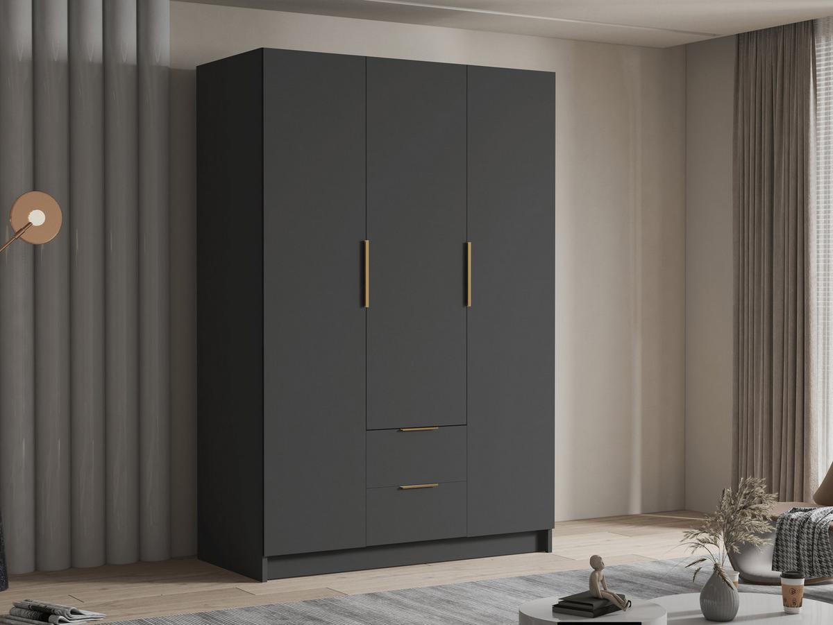 KLEIDERSCHRANK Calwi I - Goldfarben/Schwarz, Holzwerkstoff/Kunststoff (150/216/60cm) - MIRJAN24