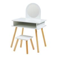 KINDERSCHMINKTISCH-SET 2 TLG. Ovanåker - Weiß/Naturfarben, Holz/Holzwerkstoff (62/91.5/43.5cm) - [en.casa]