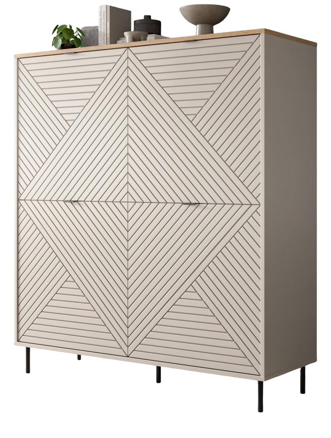 HIGHBOARD Kaschmir, Evoke Eiche 124 x 135 cm, Kommode in modernem Design - Kaschmir/Eichefarben, Holzwerkstoff/Metall (124/135/40cm) - Inn.Furn