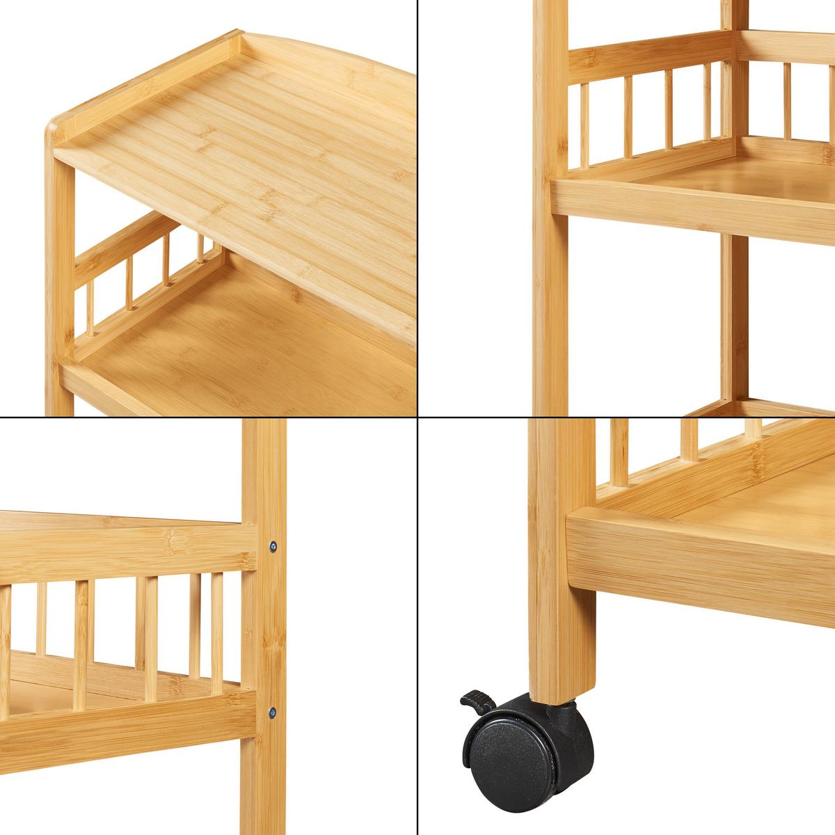 SERVIERWAGEN Huddinge - Schwarz/Naturfarben, Holz/Kunststoff (53/80/30cm) - [en.casa]