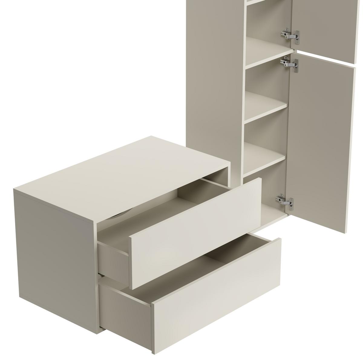 BADMÖBEL-SET Mali 2 Teile Cashmere - 80 x 46 x 49 cm - Kaschmir, Holz (80/49/46cm) - Badplaats