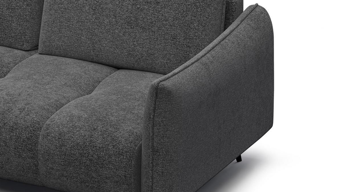 ECKSOFA AERA 5-Sitzer links, dunkelgrau - Dunkelgrau/Schwarz, Holz/Textil (268/206cm) - Wozimo