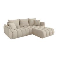 ECKSOFA mit Schlaffunktion Ottomane Rechts TOKO-L-v1 277x194x86 Creme Velours - Creme/Schwarz, Holzwerkstoff/Kunststoff (277/194cm) - ALTDECOR