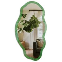 SPIEGEL 90x45 cm asymmetrisch mit Druck - Grasmuster - Transparent, Glas (45/90/0.4cm) - TULUP