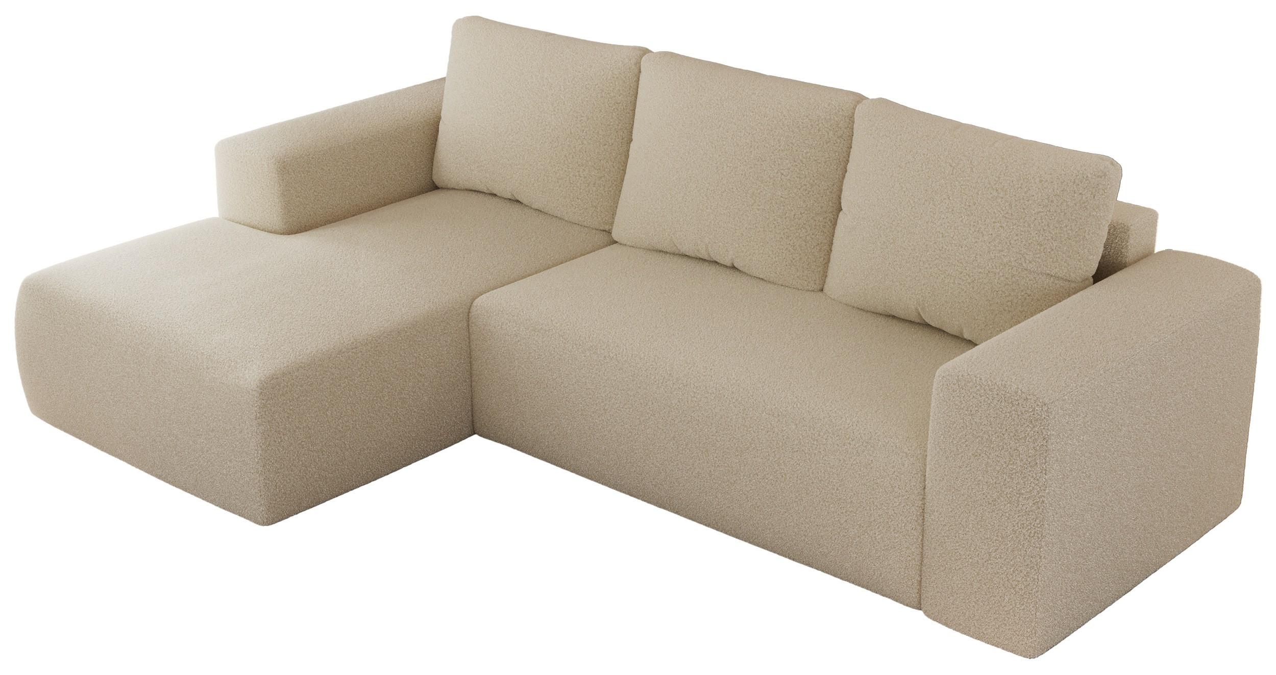 ECKSOFA TRENTINO L Beige Boucle - Links - Beige/Schwarz, Kunststoff/Textil (266/164cm) - MKS