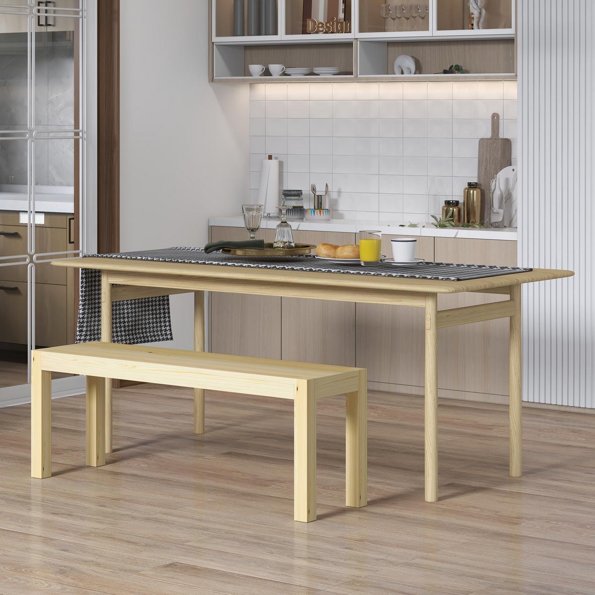 SITZBANK Natur 120 cm - Naturfarben, Holz (120/45/33cm) - HOMCOM