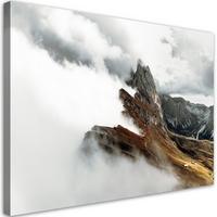 WANDBILD berggipfel in den wolken - Grau, Textil (60/40cm) - Feeby