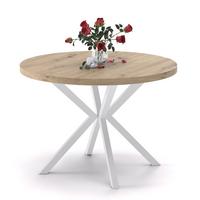 AUSZIEHTISCH MILTON 120-196/76 cm mit Metallgestell, Weiß / Artisan-Eiche - Eiche Artisan/Weiß, Holzwerkstoff/Metall (120/120/76cm) - Idohome