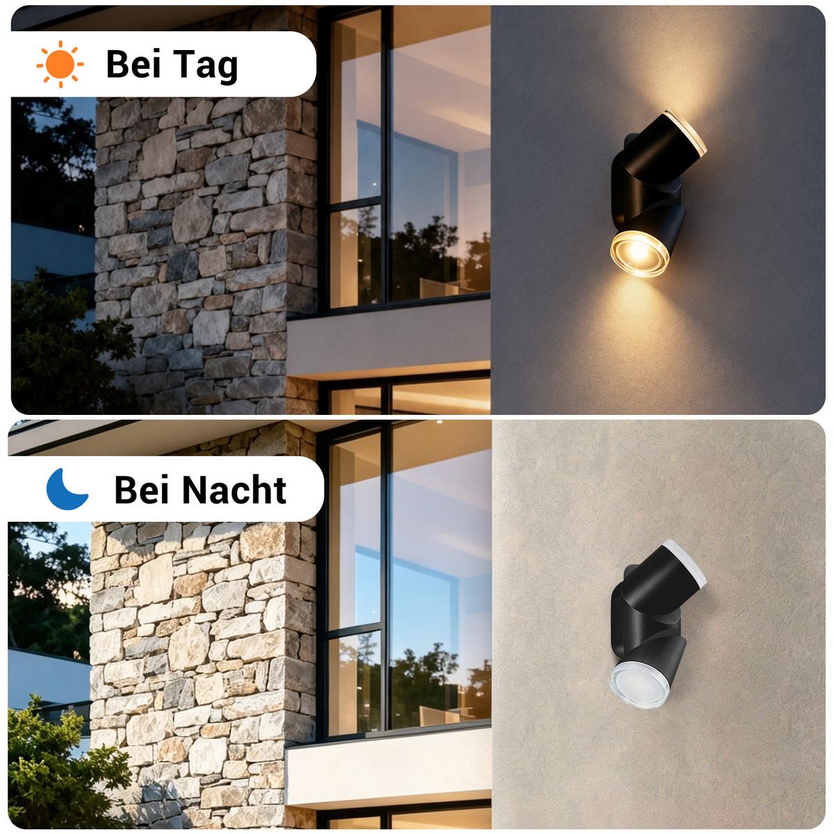 LED WANDLEUCHTE Hrisal 8/6.5/18 cm - Schwarz, Metall (8/6.5/18cm) - ZMH