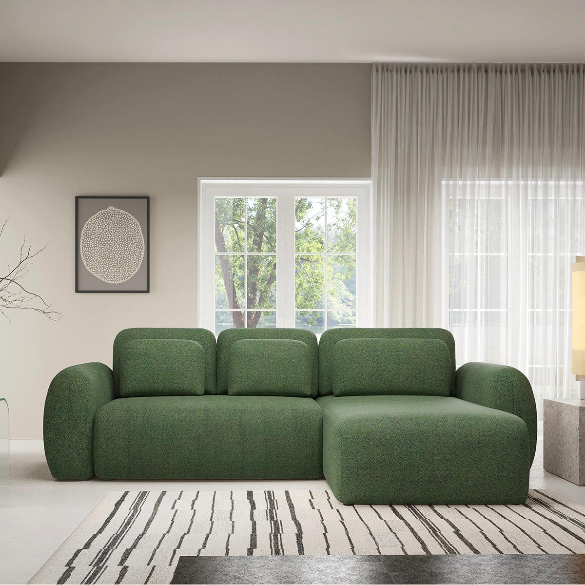 ECKSOFA Carmela 3 Sitzplätze Grün - Grün, Holz (304/190cm) - Petits-meubles