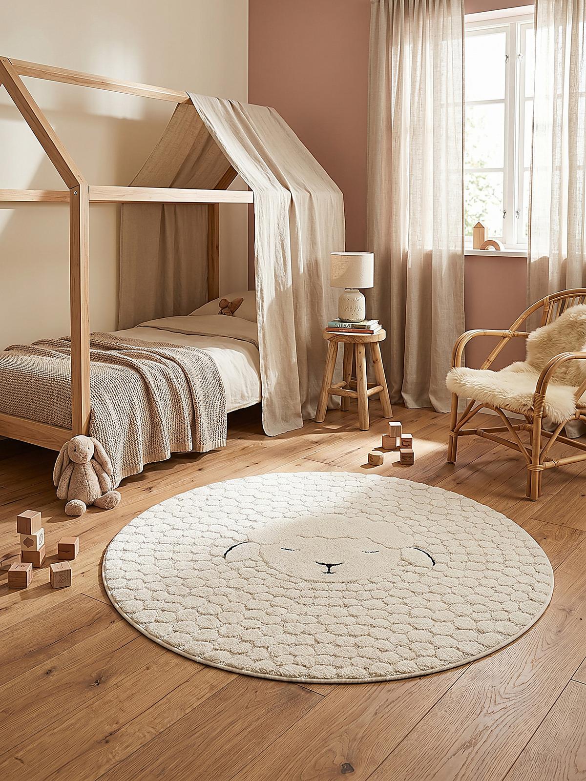 KINDERTEPPICH Kurzflor CANAZEI Polypropylen Creme 120 x 120 cm - Beige, Textil (120/120cm) - KADIMA DESIGN