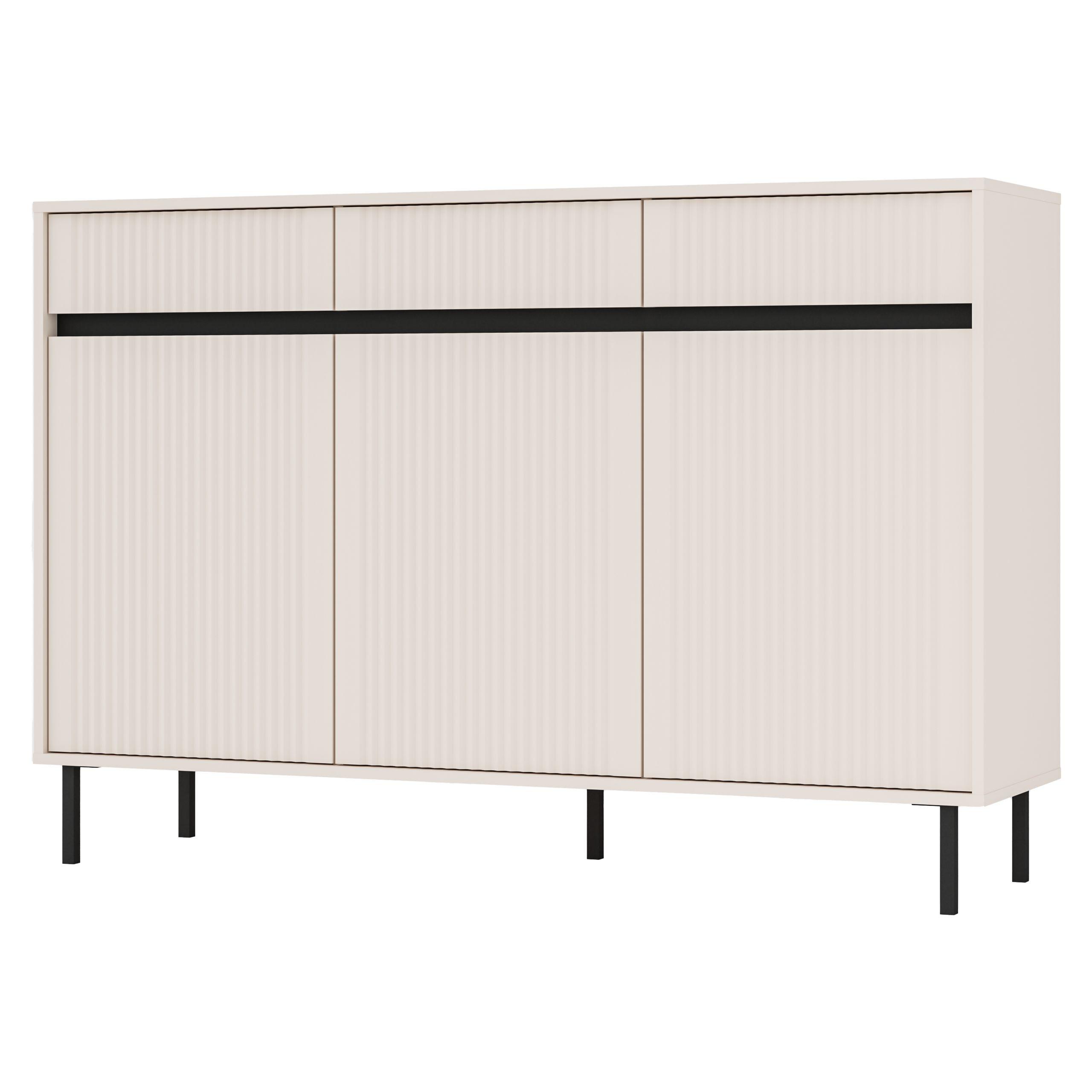 SIDEBOARD OSTIA 149/100/40 cm mit 3 Schubladen 3 Türen Beige - Beige, Holzwerkstoff (149/100/40cm) - MASSENO