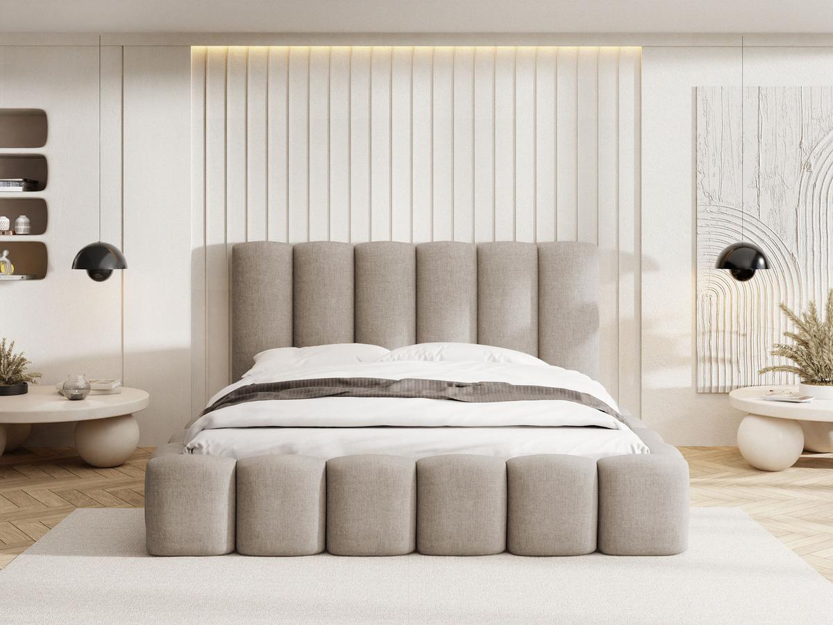 POLSTERBETT Serenity mit Bettkasten & Lattenrost in Beige Chenille 120 x 200 cm - Beige/Birkefarben, Holzwerkstoff/Kunststoff (120/200cm) - WFL GROUP