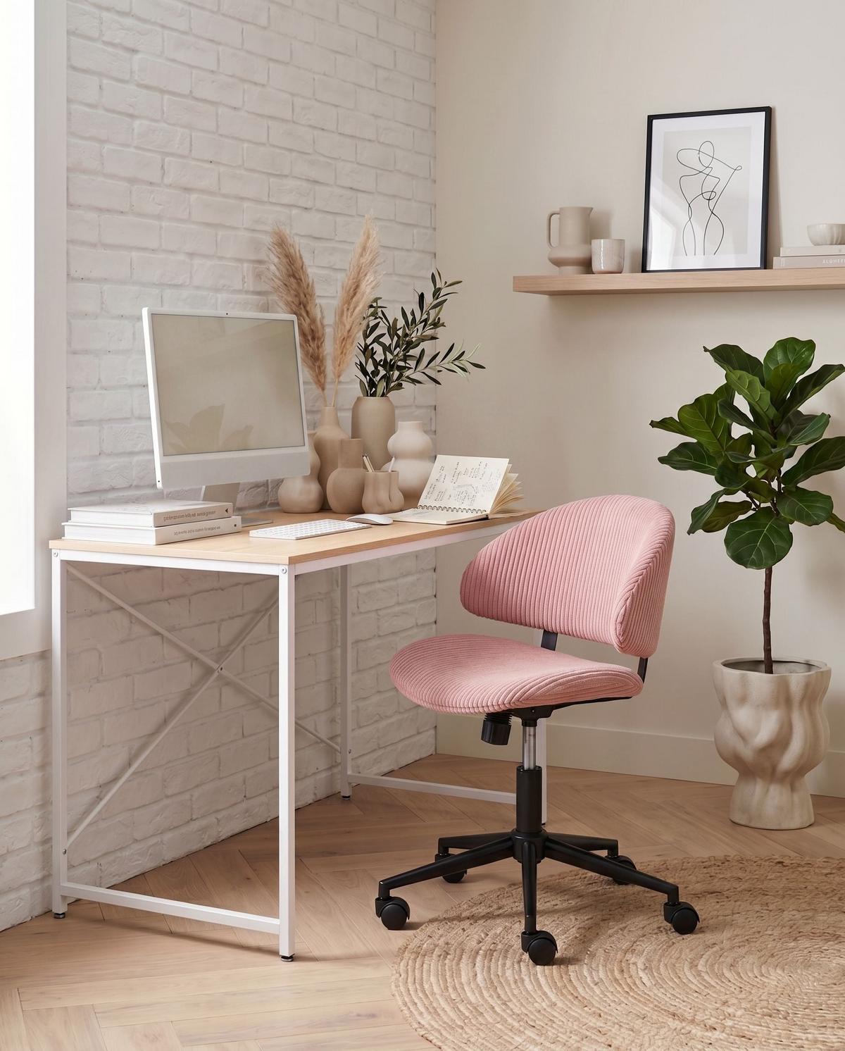 BÜROSTUHL Cord Rosa Kiana - Pink, Textil (55/74/55cm) - Beliani