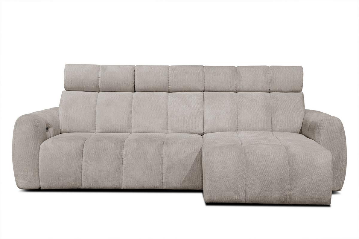 ECKSOFA KIMI 3-Sitzer, ausziehbarer Sitz, verstellbare Kopfstützen, beige - Beige/Schwarz, Holzwerkstoff/Textil (270/160cm) - Wozimo