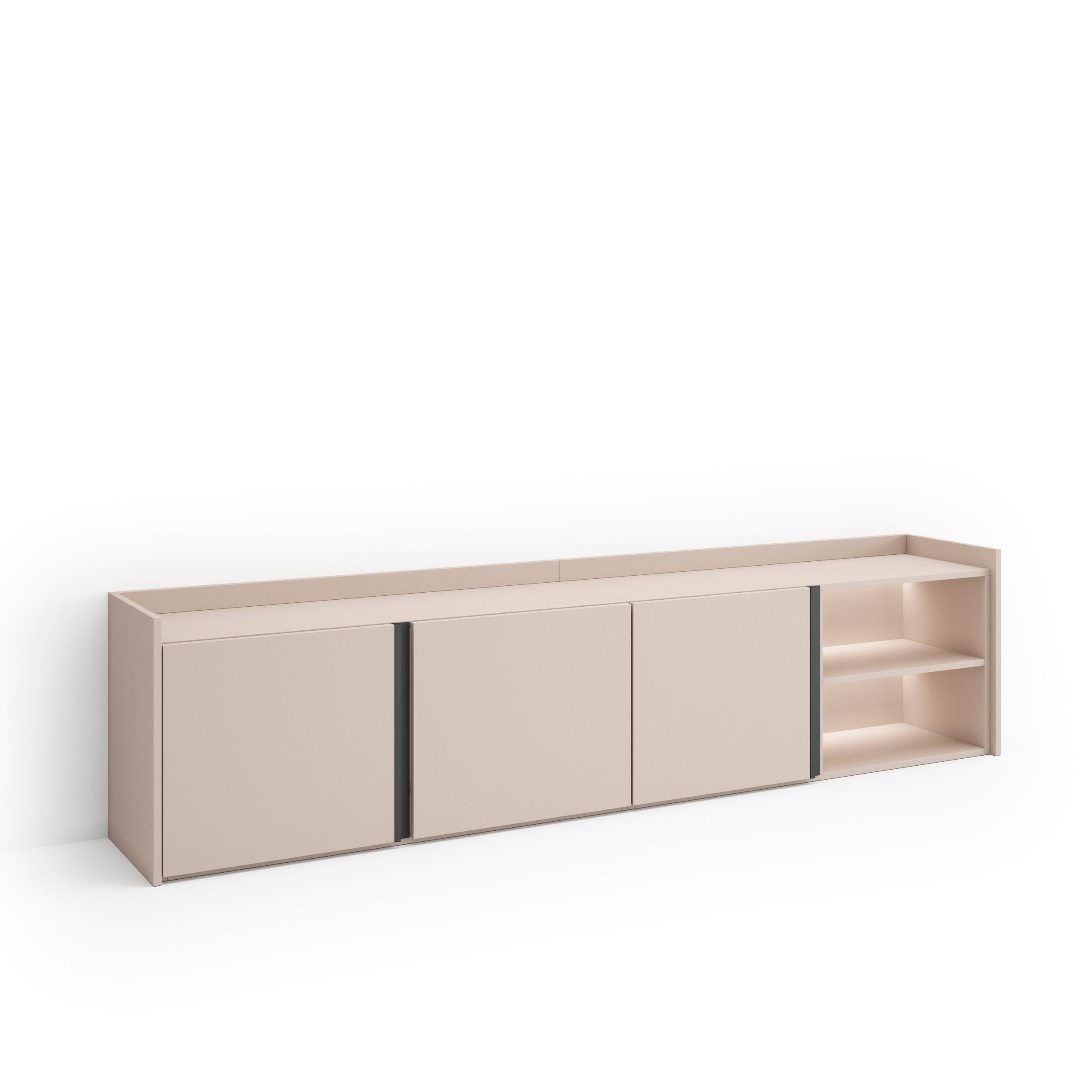 LOWBOARD, Beige, 207/35/50cm, mit Led - Beige, Holzwerkstoff (207/50/35cm) - Skraut Home