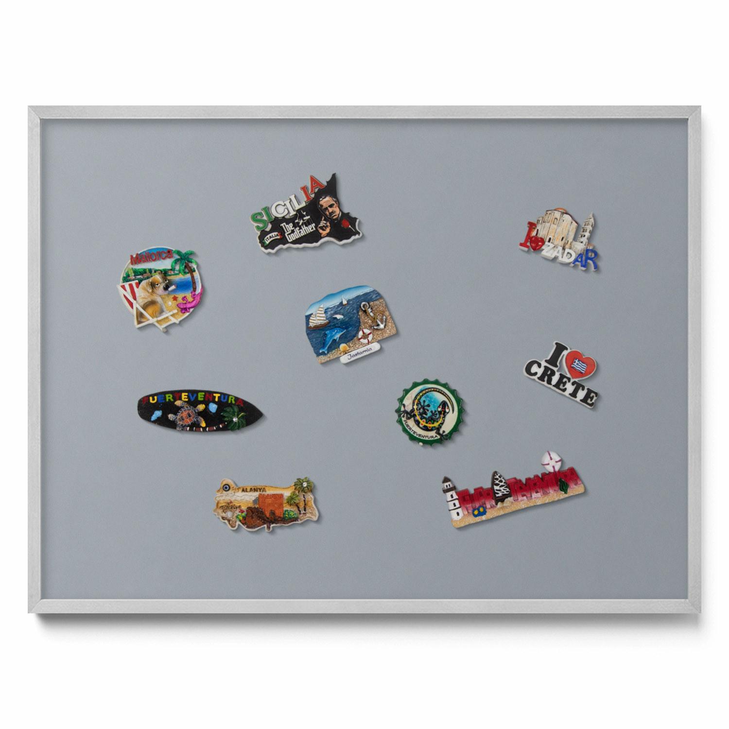 MAGNETTAFEL 80x60 cm Silberner Rahmen Grau - Edelstahlfarben, Metall (80/60/0.4cm) - TULUP
