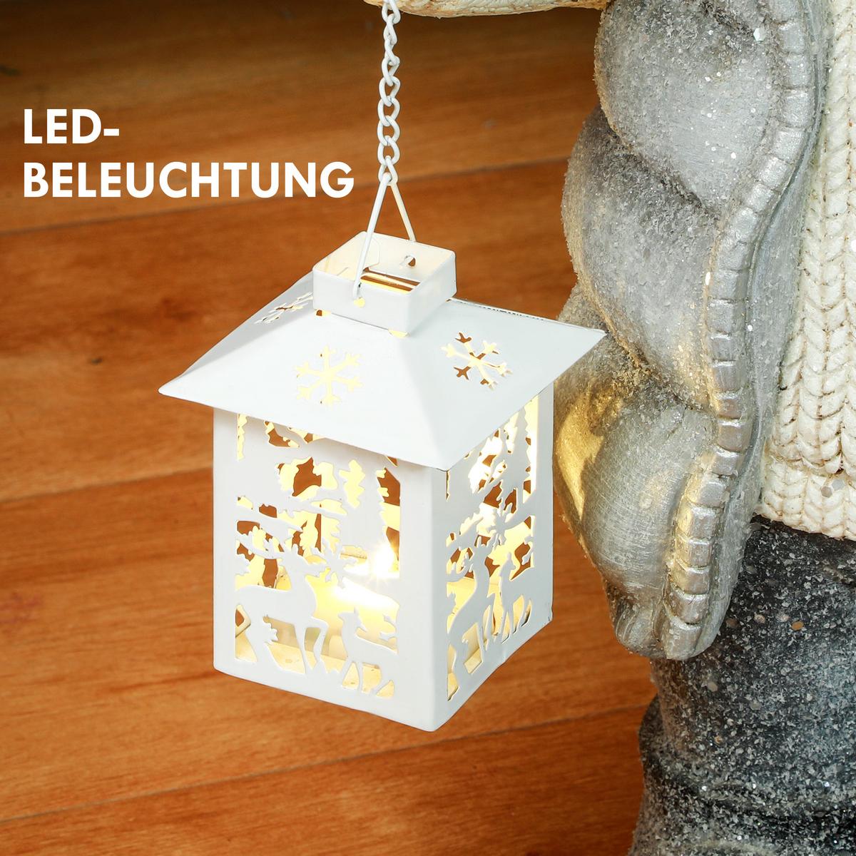 WEIHNACHTSDEKO Figur 52 cm Rentier mit Laterne Weihnachtsfigur mit LED-Licht - Multicolor, Metall (19.5/52/25.5cm) - HOMCOM