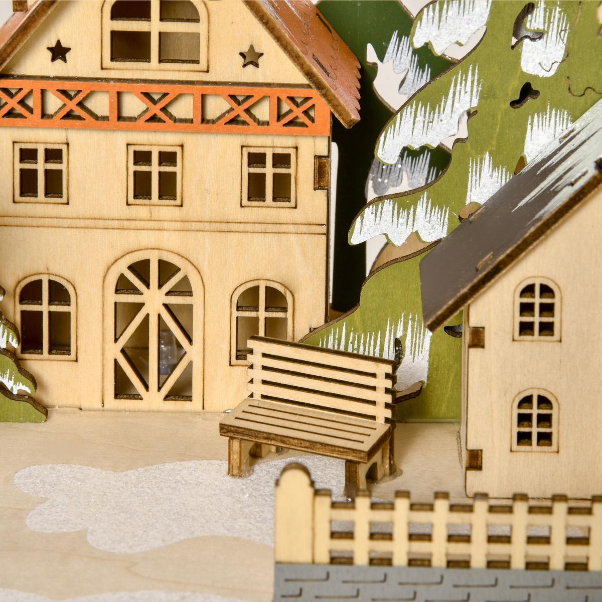ADVENTSKALENDER Weihnachtskalender 24 Schubladen mit LED-Lichtern MDF Naturholz - Naturfarben, Kunststoff (13/43/45cm) - HOMCOM