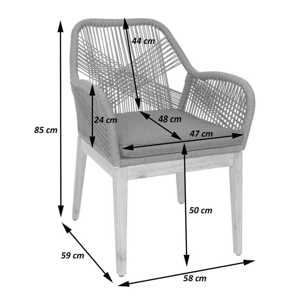 GARTENSTUHL H56B Grau - Grau, Holz (58/85/59cm) - MCW