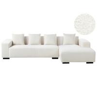 ECKSOFA 4-Sitzer Bouclé Weiß linksseitig Lungo - Schwarz/Weiß, Textil (285/160cm) - Beliani