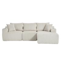 ECKSOFA mit Chaiselongue Cord - Beige, Textil (257/160cm) - Urban Meuble