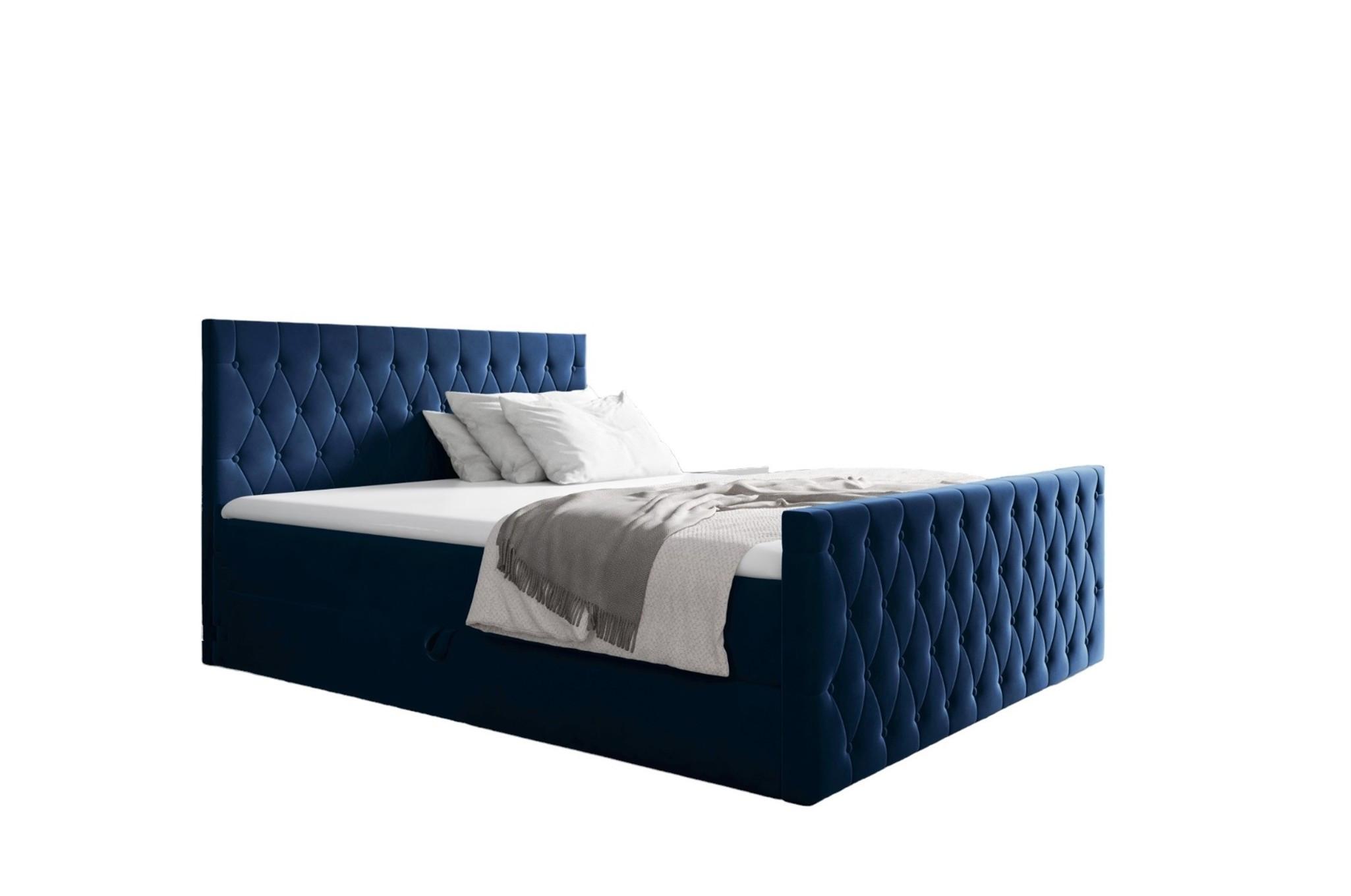 BOXBETT Asher - Blau, Holzwerkstoff/Textil (160/200cm) - Fun Möbel